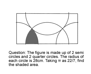 2 semi circle 2 quarter circle area question